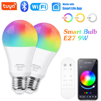 Tuya Wifi/Bluetooth Smart Bulb E27 9W RGB Led Lamp Smart Light Bulbs Voice Remote Control for Alexa Google Assistant Smart Life