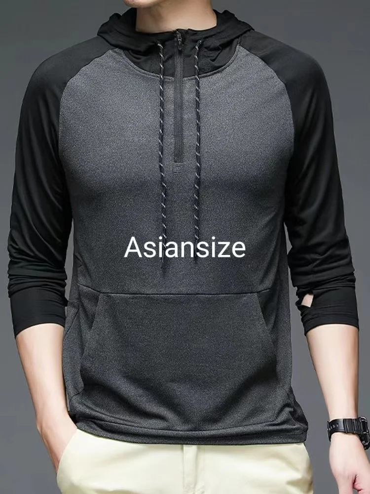 Clothing Hooded Men's Sweatshirts Spring And Autumn Middle-Aged And Young Hooded Pullovers Outdoor Fitness Running Quick-Drying