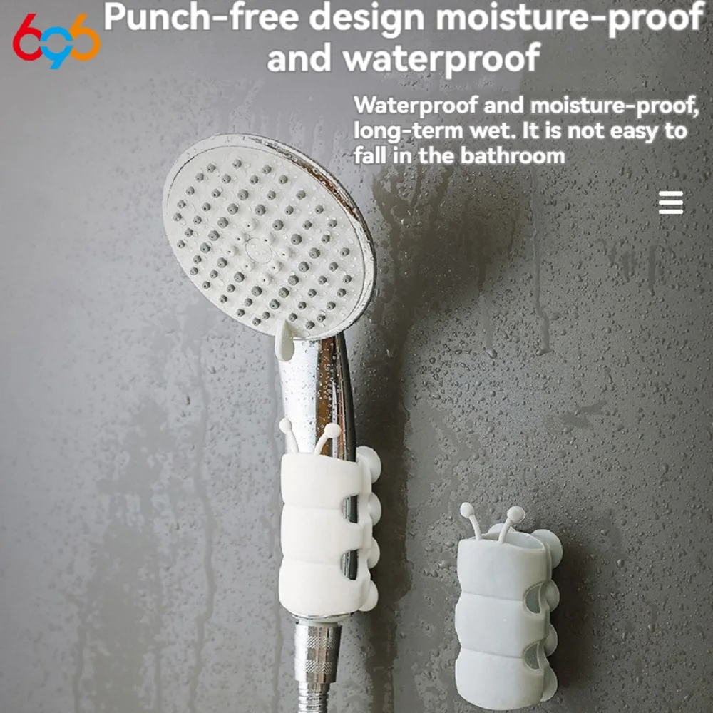 New Silicone Shower Head Bracket Hole‑Free Suction Cup Base Movable Fixed Seat Universal Bathroom Accessory