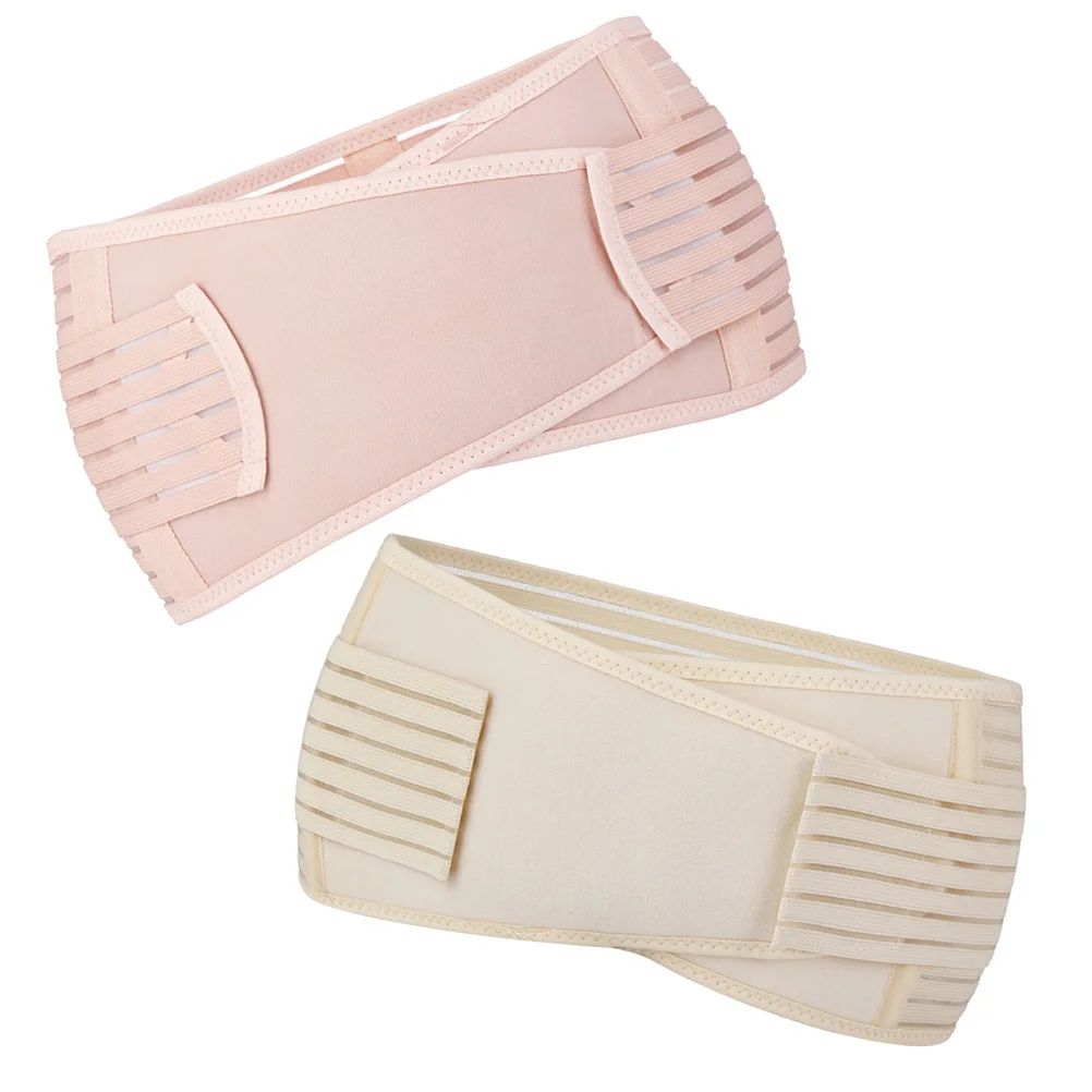 2 قطعة حزام مصحح الحوض قابل للتعديل دعم الانتعاش بعد الولادة لتقليص الورك وشد البطن لون البشرة البيج M الحجم
