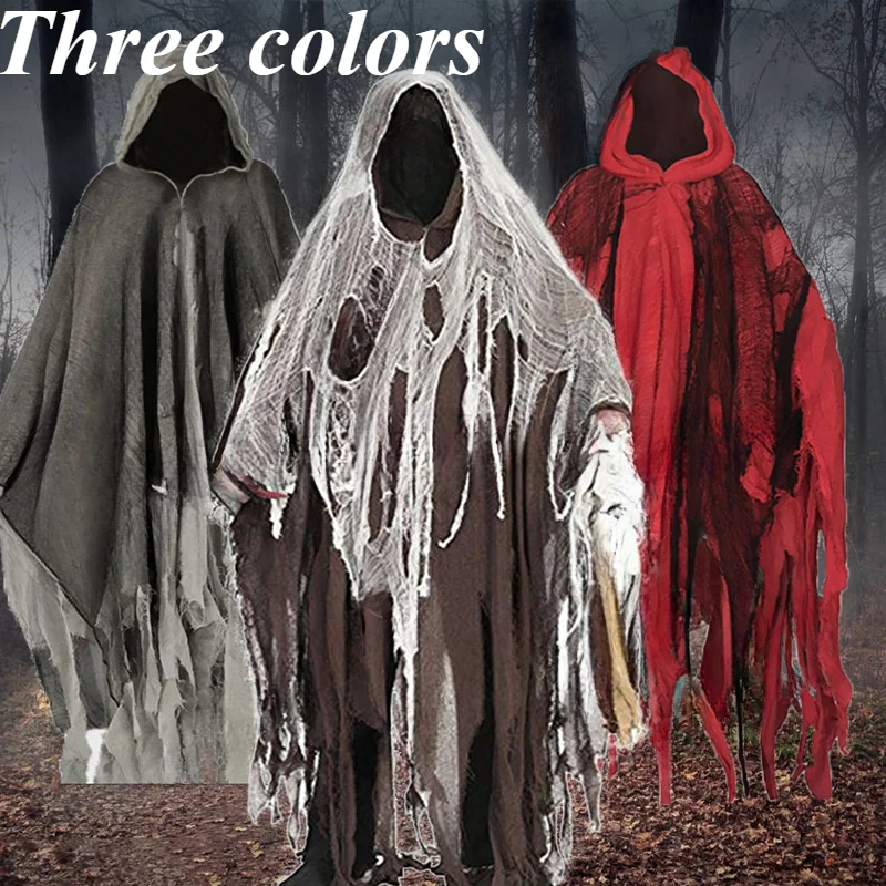 Halloween Ghost Dementors Cosplay death  Costume Gothic Horror Zombie Tattered Hooded Capes Day Of The Dead Party Props Cloaks