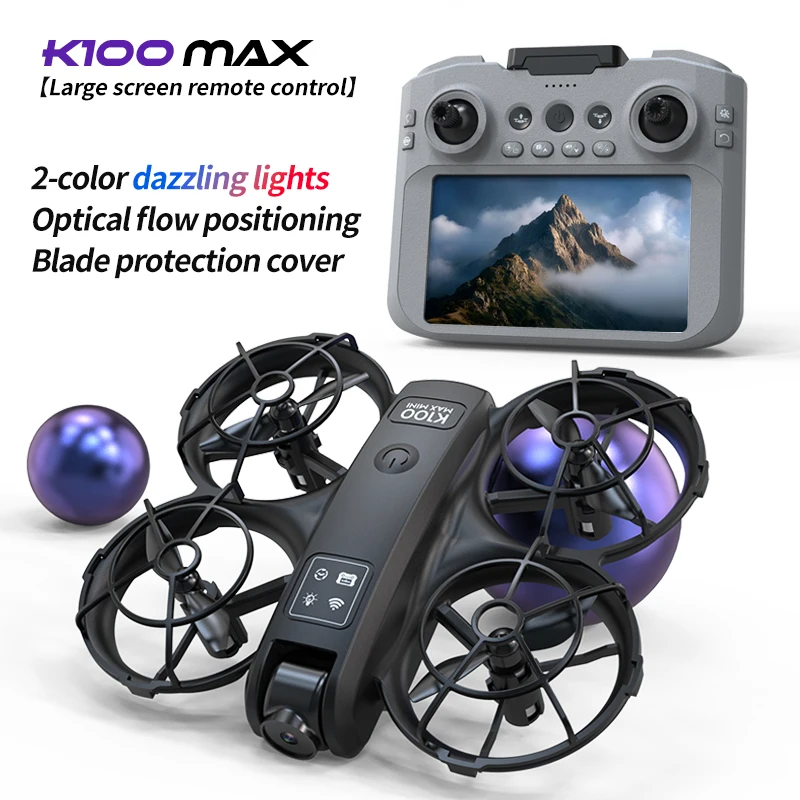 

K100 Max Mini RC Drone 4K Professional HD Camera Optical Flow Positioning Colorfuls Dron Foldable RC Quadcopter Toys for Kids