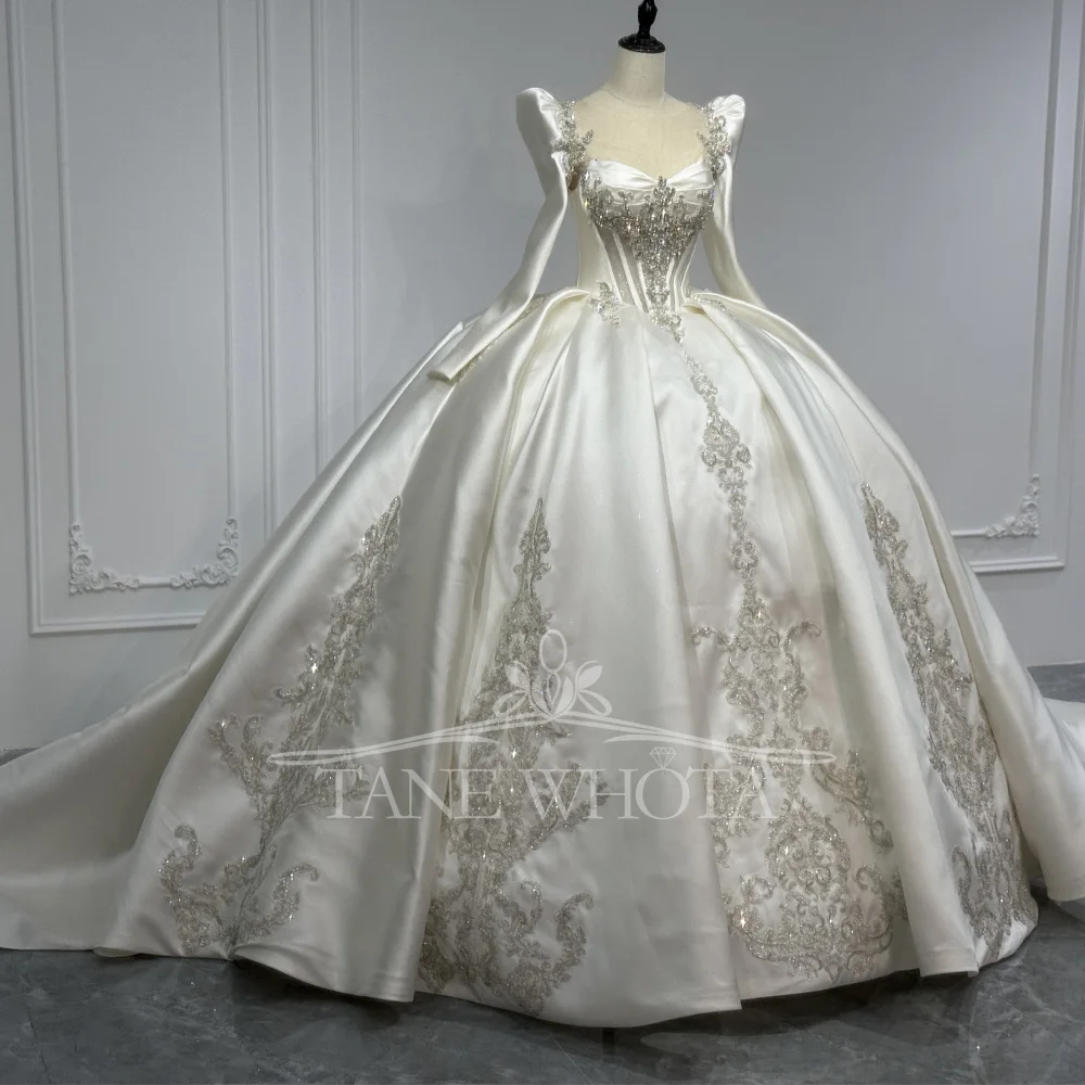 Sweetheart Detachable Sleeve Crystal Beading Wedding Dress Customized Ball Gown For Women Elegant Bridal Gown