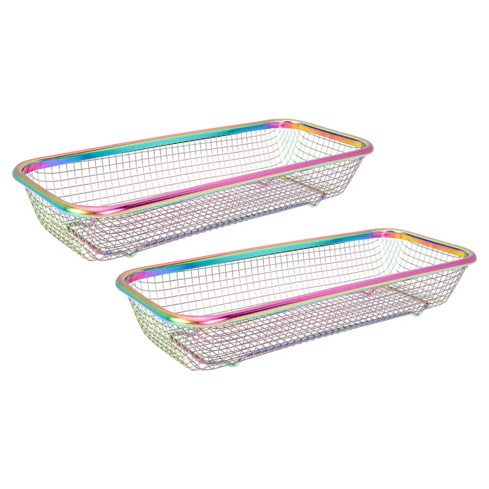 

2pcs Stainless Steel Chopsticks Basket Golden Long Rectangle Utensil Container Silverware Storage Kitchen Organization Gift Idea