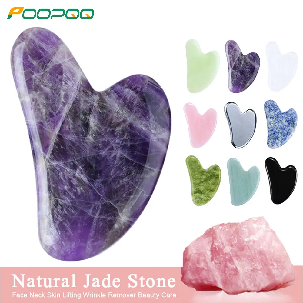 

Gua Sha Tool, Scraping Massage Tools Natural Jade Stone, Facial Skincare Trigger Point Treatment SPA Acupuncture Therapy Relieve