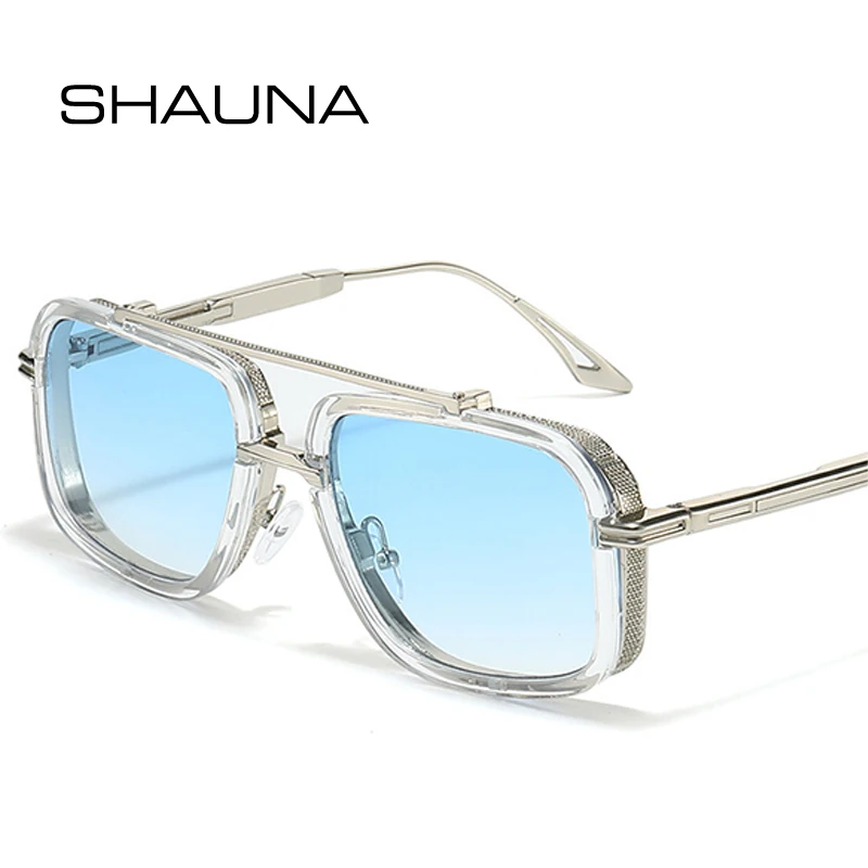

SHAUNA Retro Metal Double Bridges Square Women Luxury Sunglasses Fashion Gradient Men Punk Shades UV400 Sun Glasses