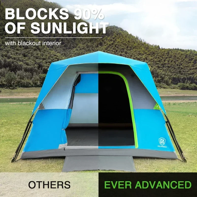 QWEVER ADVANCED 6 Person Blackout Camping Tent Instant Cabin Tents for Family with Rainfly,60s Easy Setup,Water-Resistant