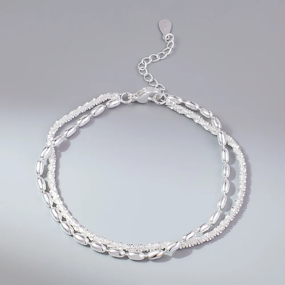 

New Silver Sparking Starry Sky Bracelets For Women Girls Vintage Designer Double Layer Chain Bracelet Party Jewelry