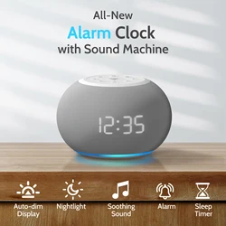 Alarm Clock Relieve Wake up Light 20 Soothing Sound Night Light Automatic Timer Adjustable Time Display Acoustic Therapy