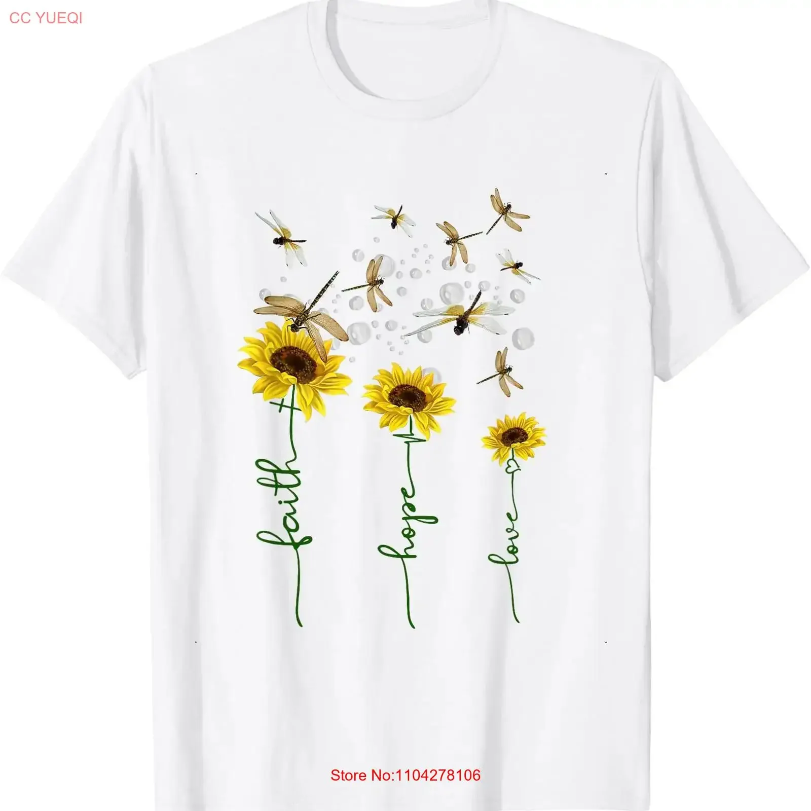 Faith Hope Love Sunflower Dragonfly Christian Idea T-Shirt Vintage Washed Designer-Kleidung Dehnbare, weiche Streetwear
