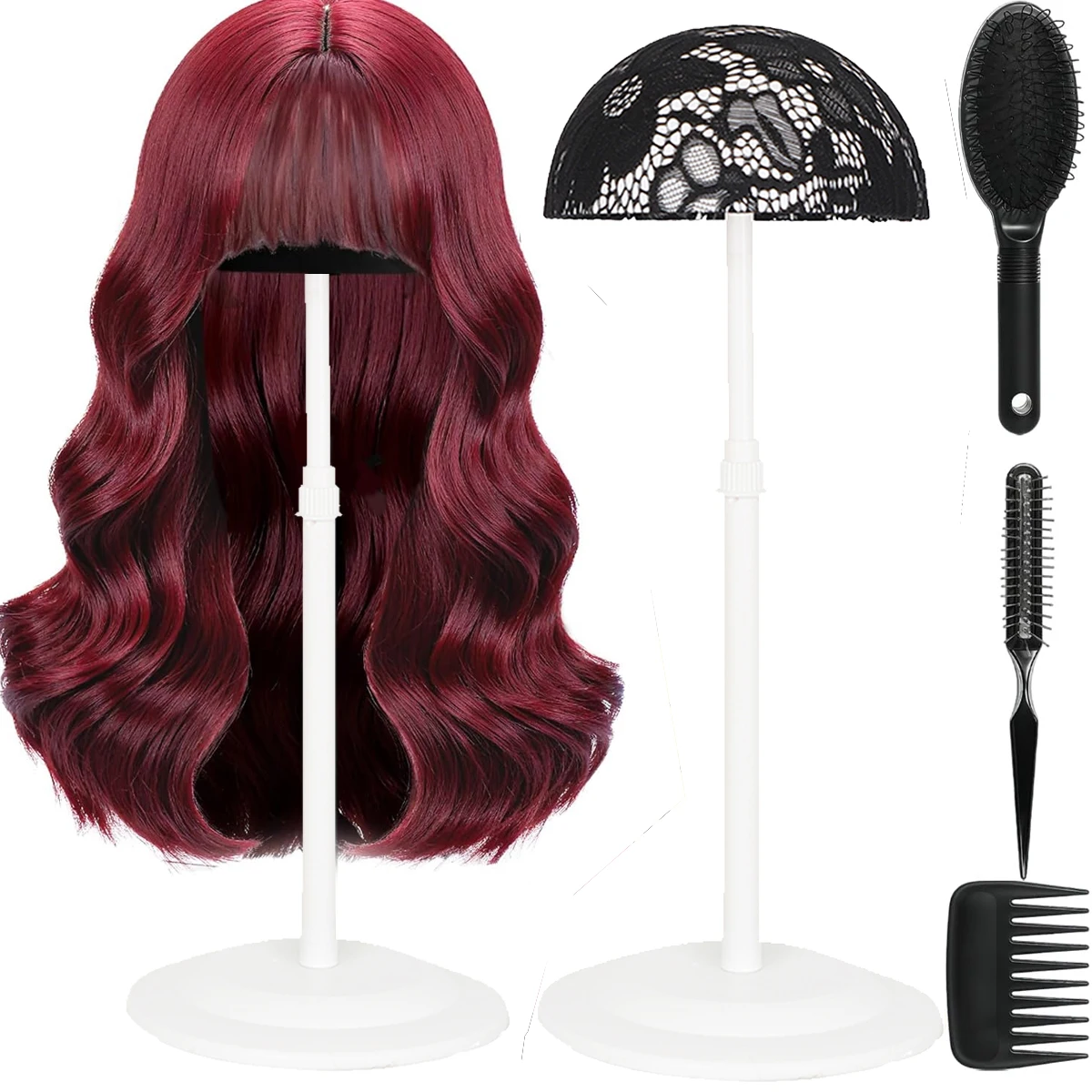 

Wig Stand 1Pack Head Adjustable High Wig Head Stands With 3Pcs Combs,Wig Holder for Display Storage Styling,Sturdy Wigs Stand