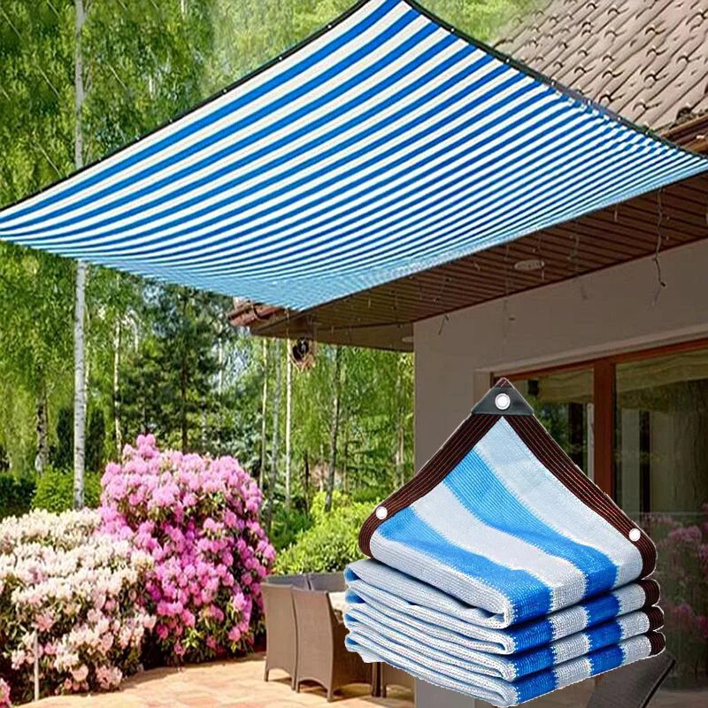 

HDPE Blue and White Striped Shading Net Gardening Camping Awnings Pergola Canopy Balcony Privacy Screen Shadow Mesh