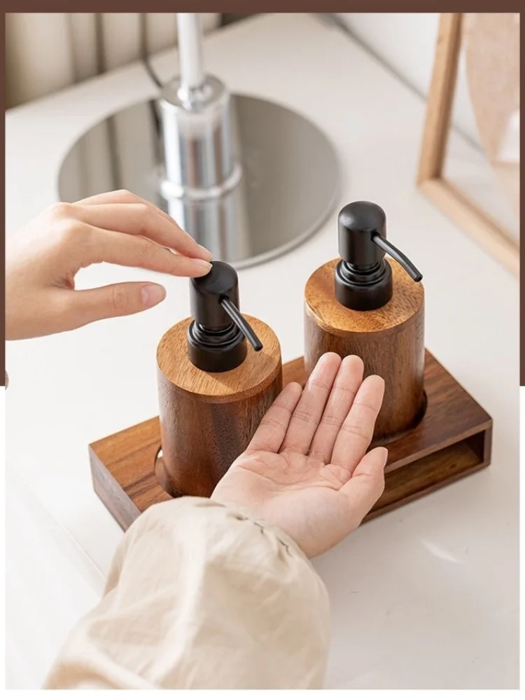 

Liquid Soap Dispensers Bathroom Liquid Bottle 400ml Hand Sanitizer Dispenser Hand Wash Shampoo holder Wood Material
