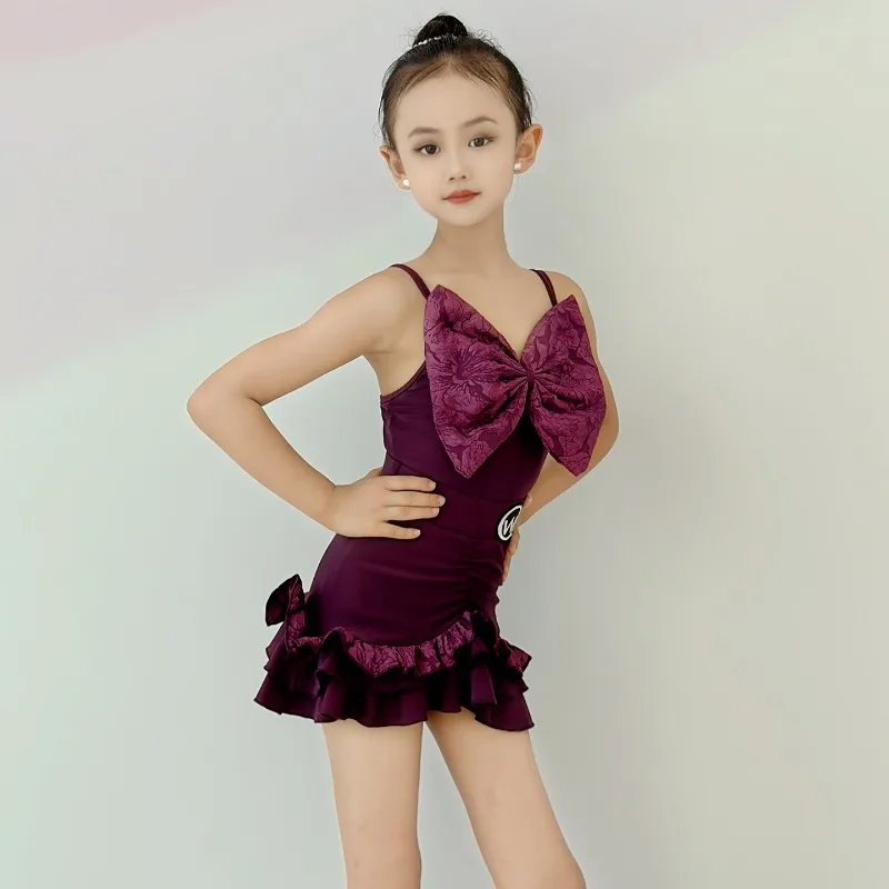 กระโปรงเต้นลาตินสำหรับเด็กผู้หญิงรุ่นใหม่ประจำฤดูร้อน ชุดฝึกซ้อมสำหรับการแสดงขั้นสูงและการแข่งขัน