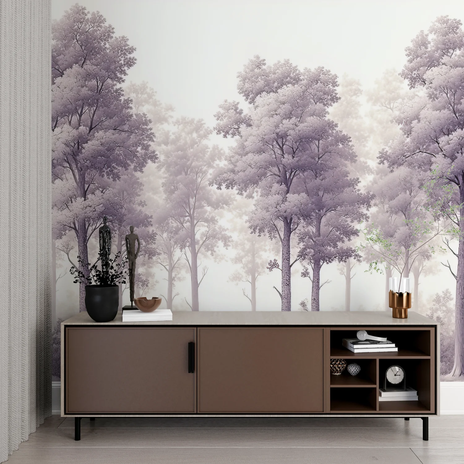 Customized wallpaper luxurious light purple jungle flower decoration painting living room bedroom bedside background 3d murals