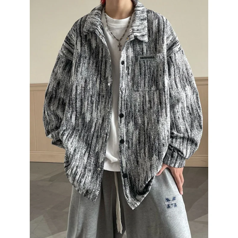 

Tie-Dyed Denim Coat for Men Spring and Autumn New American High StreetvibePu Shuai Youth Leisure Loose Jacket