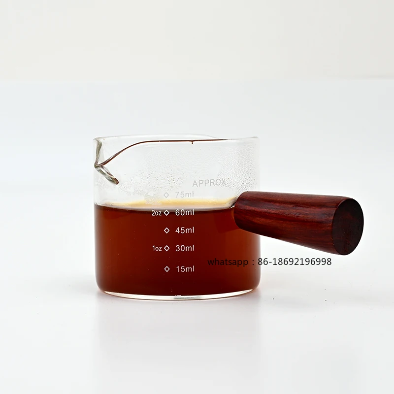 Double Pour Spout Heat Resistant Glass Measuring  Coffee  High Borosilicate Glass 75ml Espresso Transfer  Milk