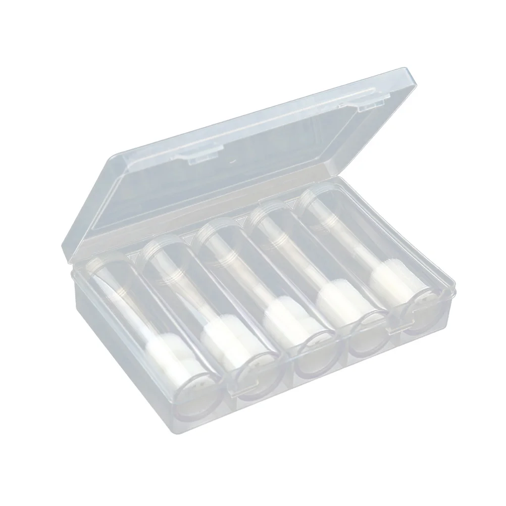 6pcs Plastic Clear Round Cases Coin Storage Protective Tube Holder with Storage Box (5 Tube + 1 Storage Box)