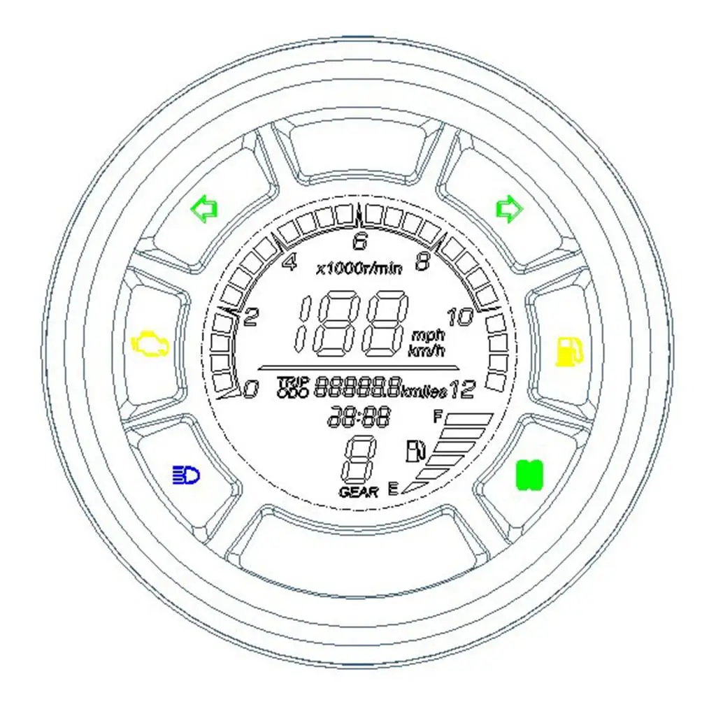 

LED Backlight Motorcycle Odometer Tachometer Digital Speedometer LCD Display Gauge for Universal Motorbike
