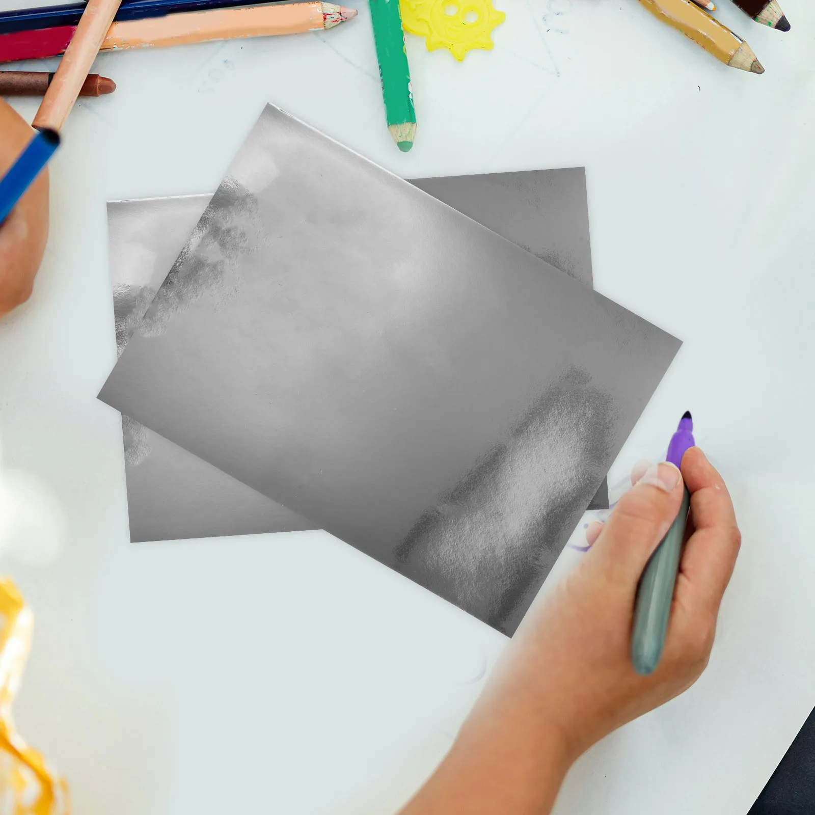 Foglie di alluminio per la creazione di cartoline a specchio argento A4, carta metallizzata luccicante per cartoline fai da te, decorazioni, cartoline