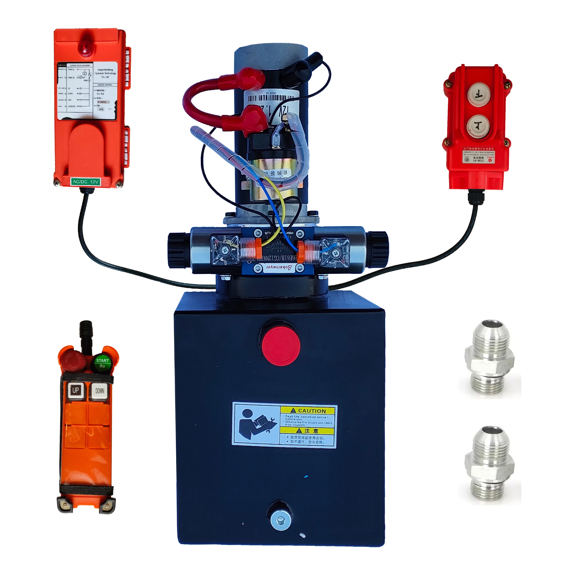 DC hydraulic power unit, 1.2 kW remote control equipment. Electric lifting platform.