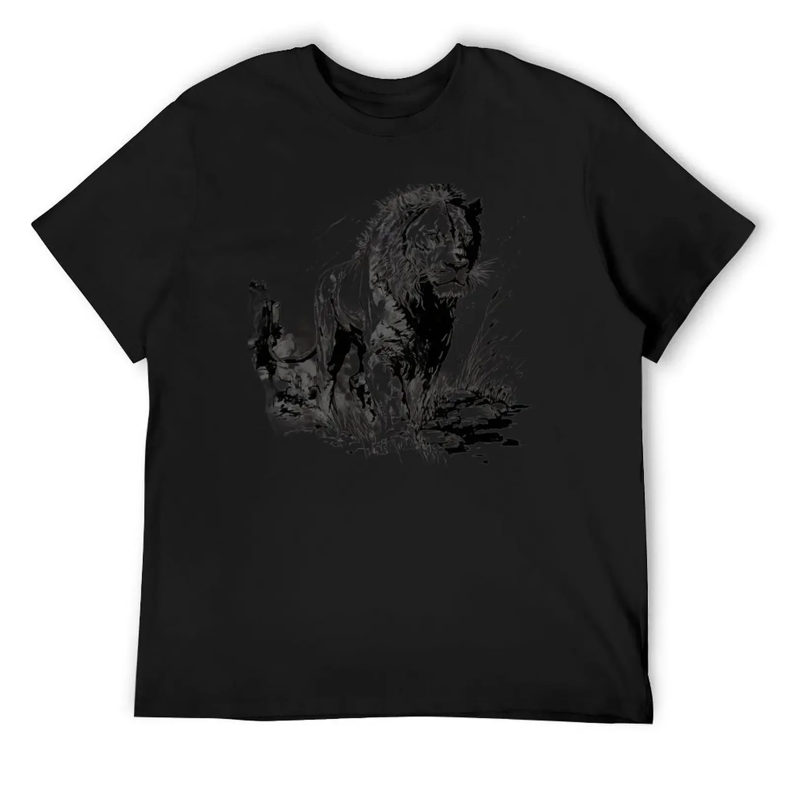 A PEN INK DRAWING OF AFRICAN LION WALKING T-Shirt quick drying essential t shirt men t shirts high quality