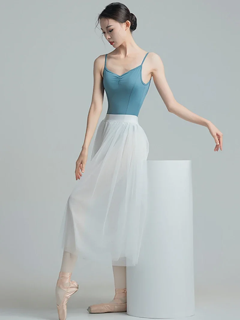 여성 발레 바디 슈트 소녀 스파게티 스트랩 백 레스 피겨 스케이팅 댄서웨어 체조 레오타드 발레 클래식 댄스 의상