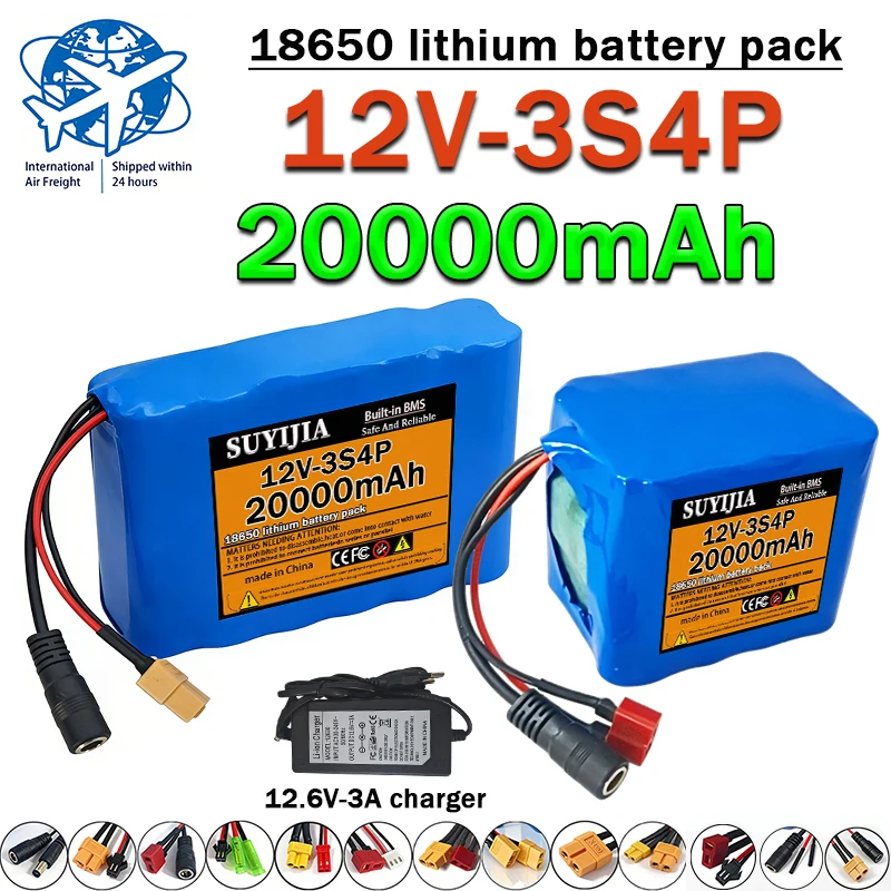 

12V-3S4P 40A BMS 18650 lithium battery pack 20000mAh lithium ion high capacity battery 400W high power motorcycle light