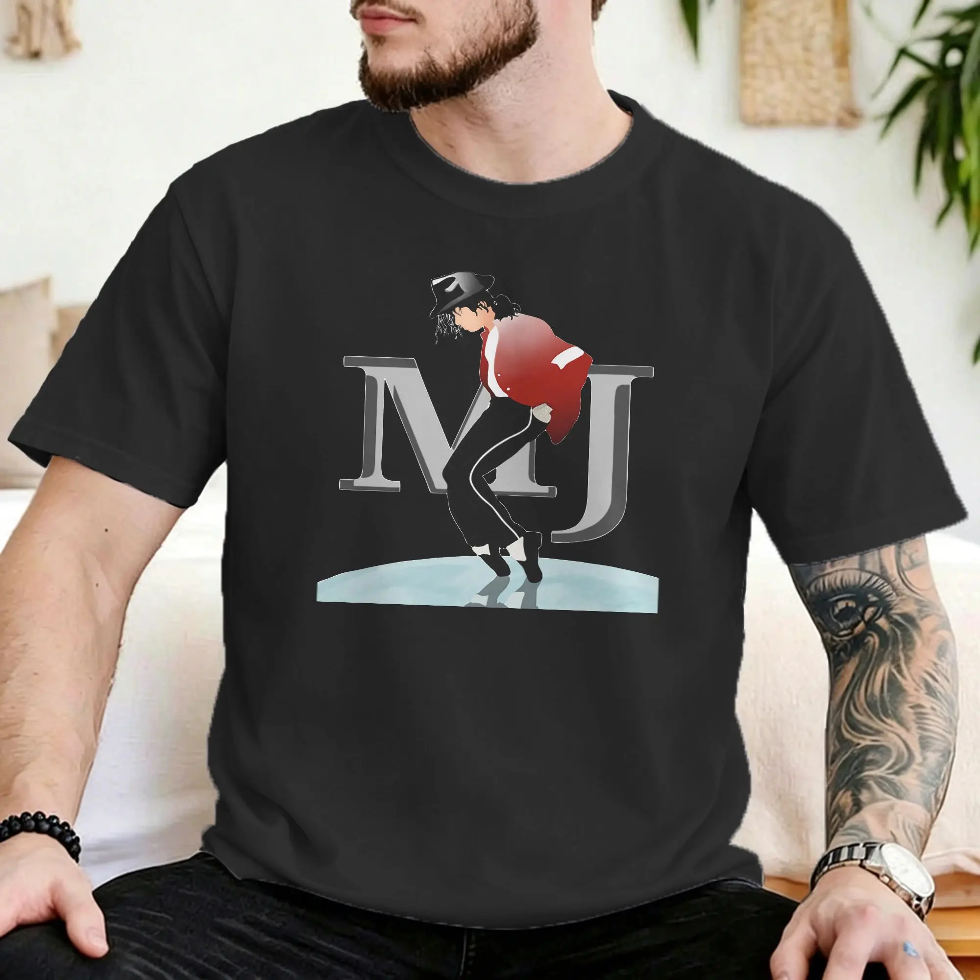 MJ Moonwalk for Men Women T Shirts Music Crazy Tee Shirt Short Sleeve Crew Neck T-Shirt Cotton Classic Tops