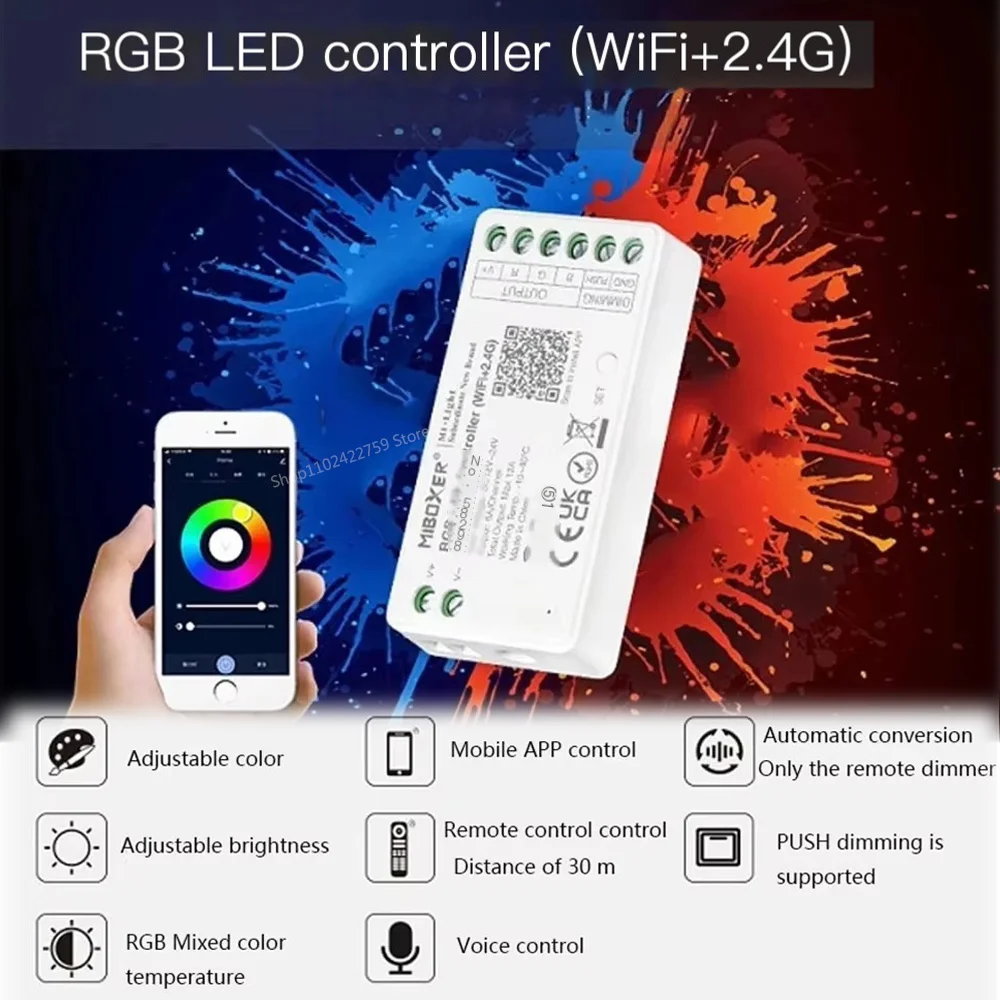 WiFi+2.4G LED Controller RGB Smart Music APP Voice Control For Underwater Submersible Swimming Pool Light Night Lamp Spotlight