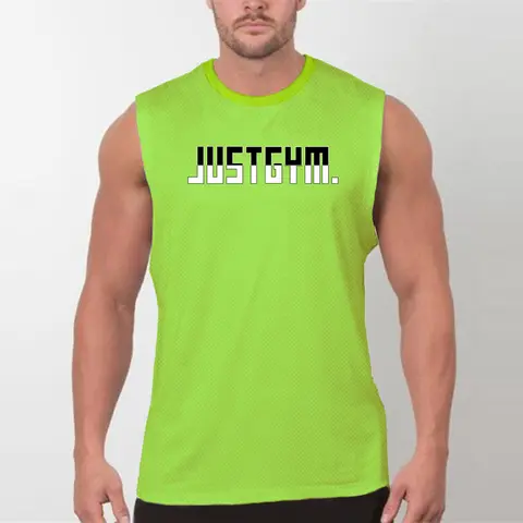 Men Mesh Gym Tank Top Round Neck Air Permeable Fitness Singlet Sweat Resistant For Basketball Bodybuilding Jogging Sport Outfit