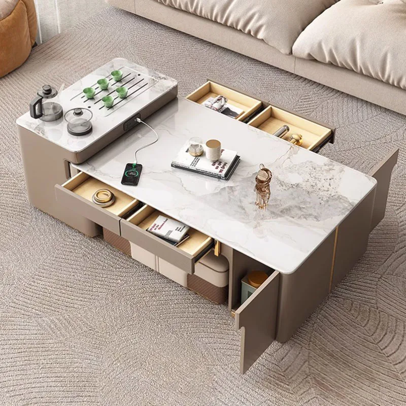 Low Marble Coffee Tables Storage Nordic Rectangle Hotel Mobile Coffee Table Living Room Floor Mesa Auxiliar Furniture For Home