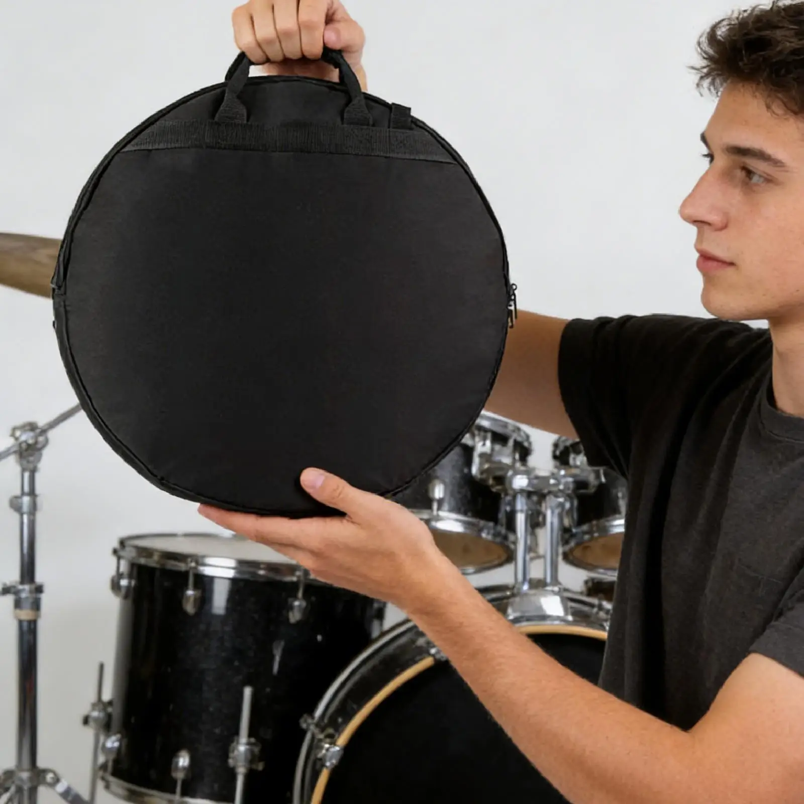 Portable Cymbal Bag Oxford Cloth Black Padded Percussion Case Independent Dividers Drum Accessories for Touring