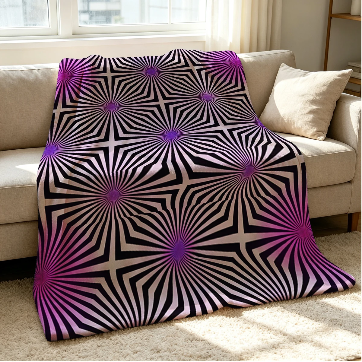 Purple Burst Flannel Blanket Warm Soft Halloween Christmas Couch Warm Cozy Decorative Decor Gift for All Season
