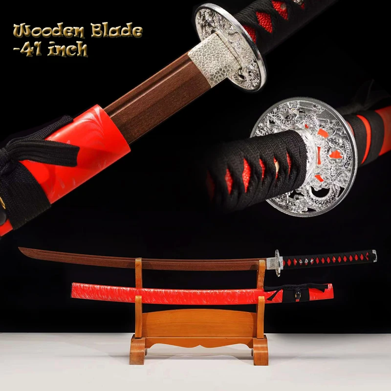 Personal Custom Iaito Training Sword, Real Katana Full Size Shape, Wooden Blade, Printing Saya, Katana, Dragon Tsuba,Home Decor