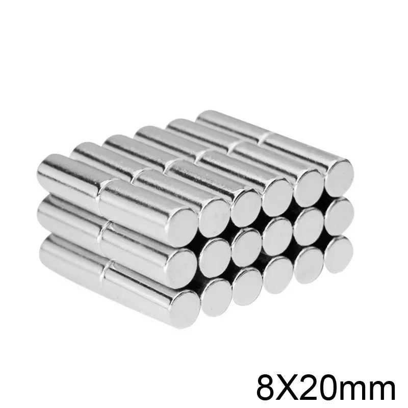 8x20 mm Round Powerful Strong Magnetic Magnet 8mm x 20mm Thick Permanent Neodymium Magnet 8x20mm Round Magnet 8*20