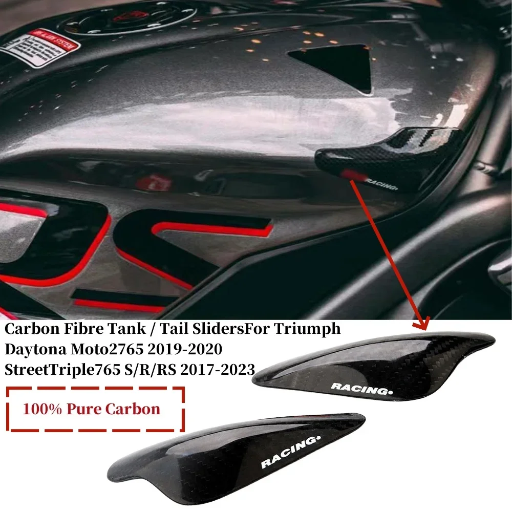 100% Pure 3K Carbon Fiber For Triumph Daytona Moto2 765 / Street Triple 765 S R RS 2017-2023 Carbon Fibre Tank / Tail Sliders