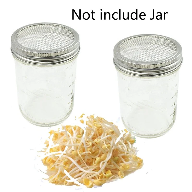 ABSF 1 Sets Of Stainless Steel Can Lids Suitable For Wide Mouth Mason Jar Canning Organic Sprouts Broccoli Lentil Seeds