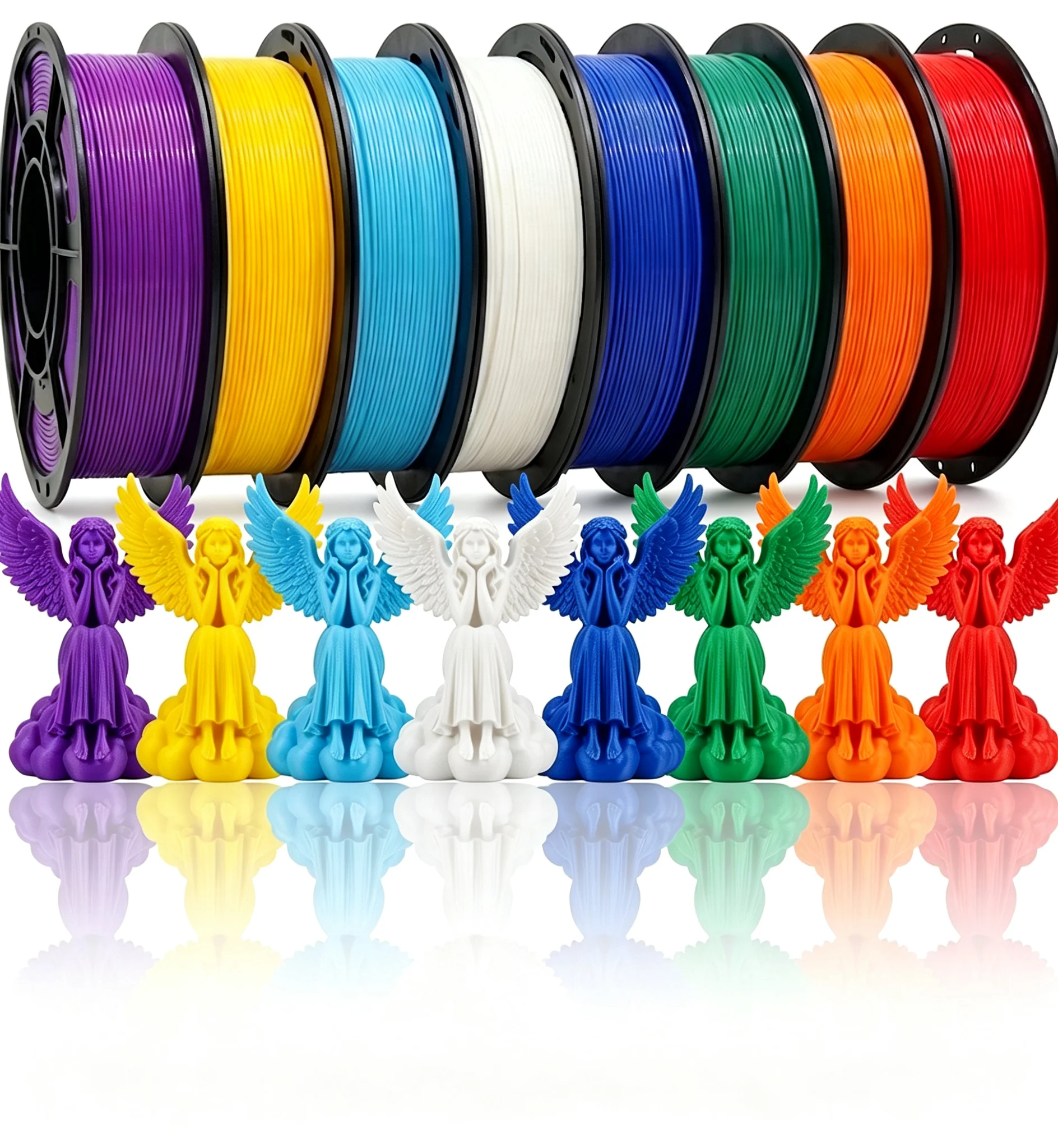 PLA+ 3D Printer Filament Bundle 1.75mm Multicolor Vacuum Packed Individually Dimensional Accuracy +/- 0.02mm 250g per Spool 8pcs