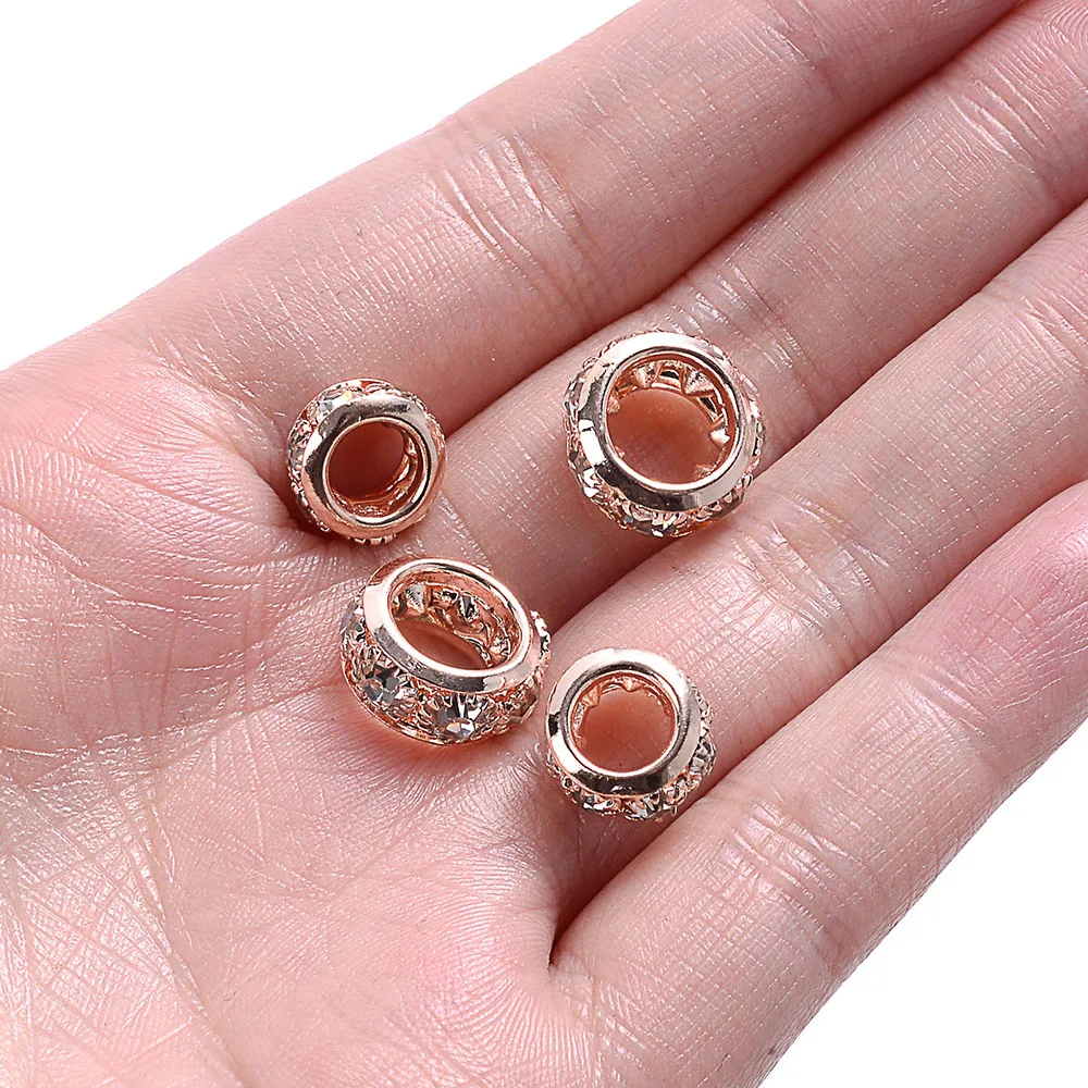 10pcs/Lot 10/12mm Round Circle Spacer Beads Loose Crystal Big Hole Beads For Making Bracelet Necklace DIY Accessories