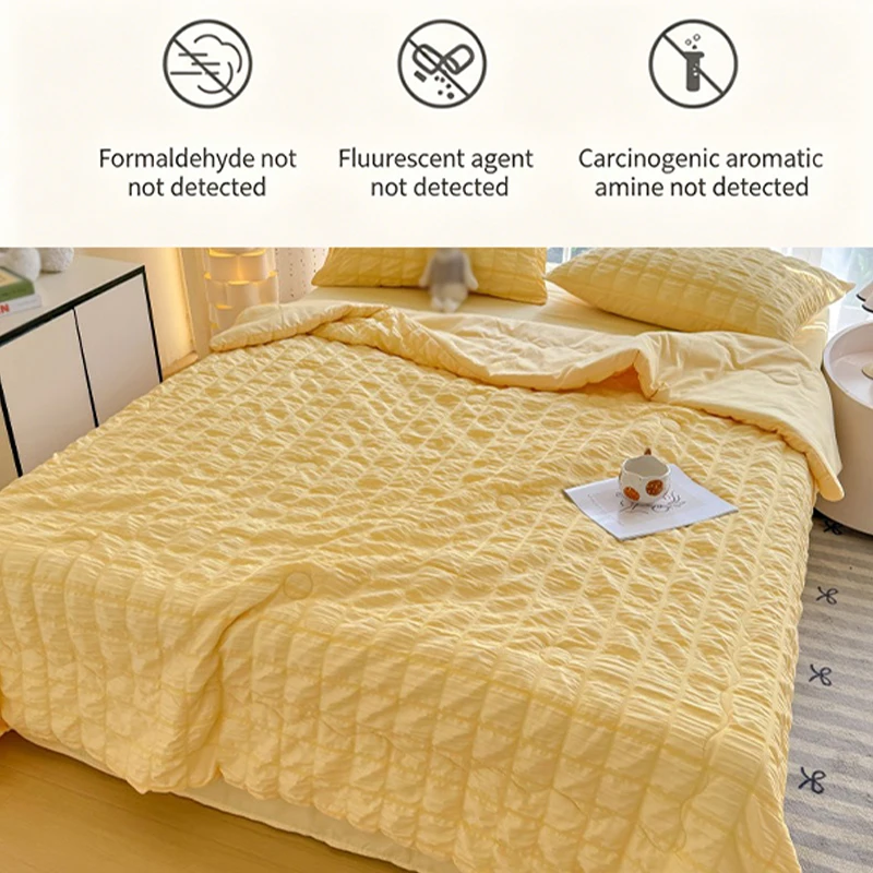 Korean-style Summer Quilt Lightweight Breathable Moisture Wicking Cooling Blanket Easy Care for Bedroom Twin Full Queen King Bed