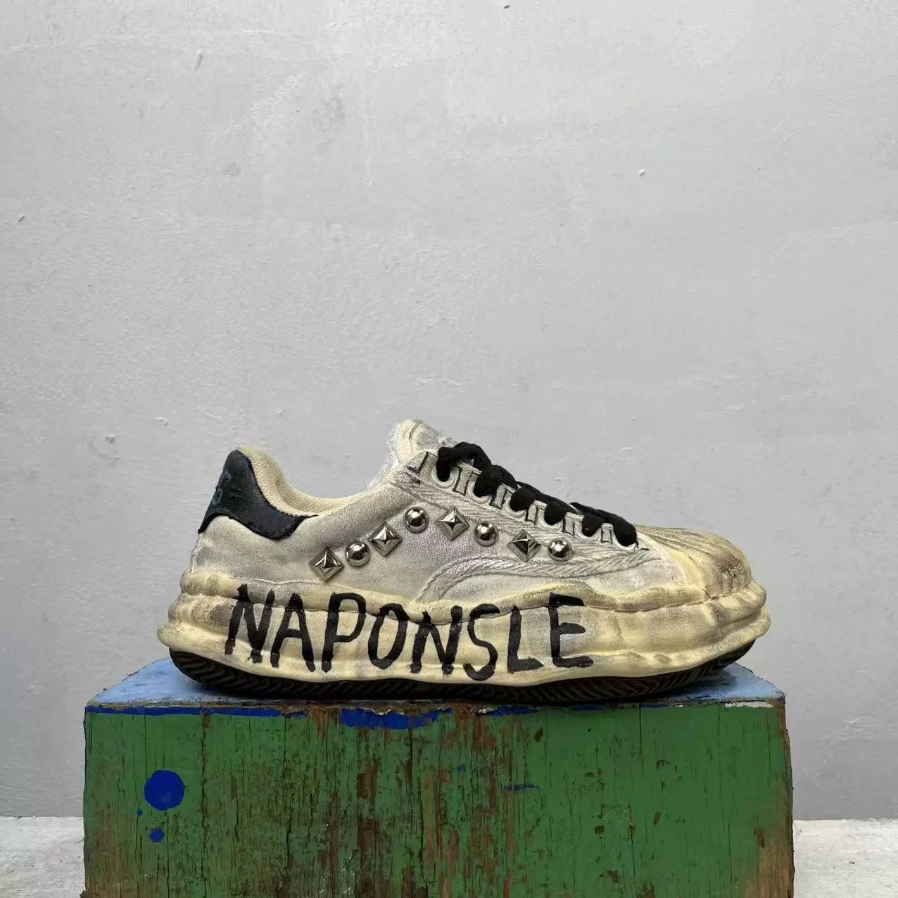 本物の画像 ダメージ加工 ハンドメイド シェルトゥ フラット 快適 トレーナー ストリートカジュアル ハイストリートシューズ