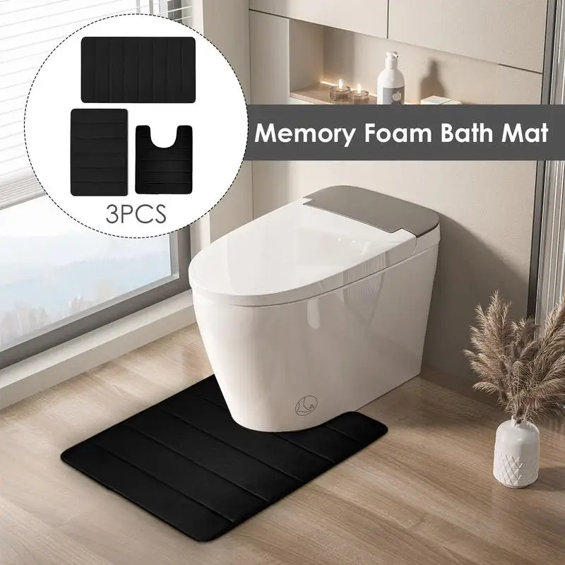 Bathroom Rug Set Of 3 Ultra Thick Water Absorbent Bath Mat Bathroom Entrance Carpet Mat Suitable For Bathrooms Homes