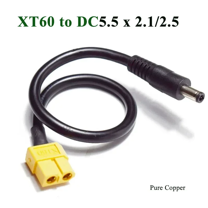 Pure Copper DC5.5 x2.1/2.5 to Male XT60 Connector Cable Crossover Machine Glasses Battery Power Supply B6 Charger Extension Wire