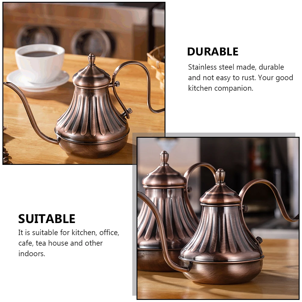 

1Pc Versatile Long Spout Coffee Kettle Stainless Steel Stylish Tea Pot For Café And Office