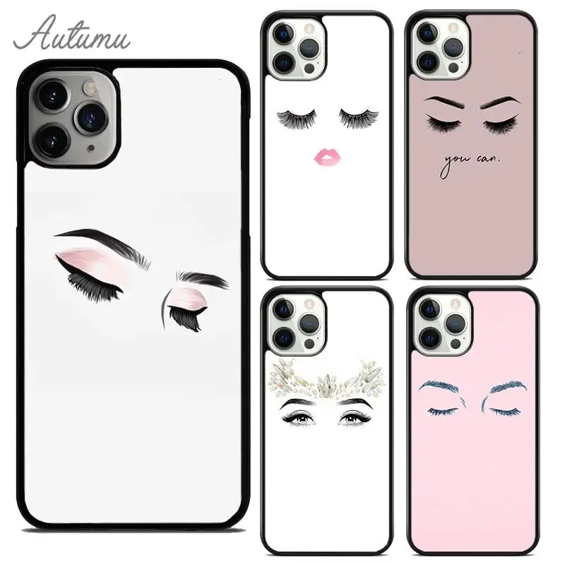 Eyelash Makeup Phone Case for iPhone 15 16 SE2020 11 12 13 14 Pro Max mini 6 7 8 Plus Cover coque Fundas Shell