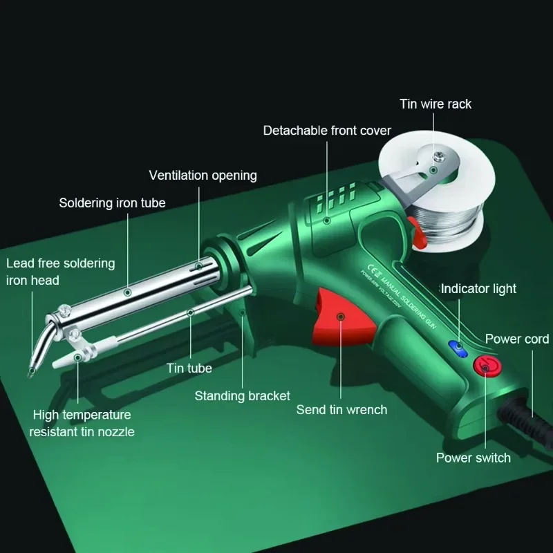 Pistola de solda elétrica manual, aquecimento interno, conjunto de ferro de solda elétrico, multifuncional, alta potência, kit de ferramentas de reparo