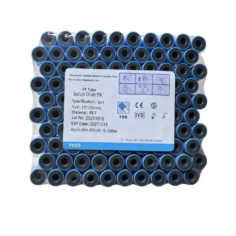 

10ml/5ml/2ml Sterile Buffered Sodium Citrate 1：9 Blood Collection Coagulation Tubes 100pcs Plastic Tube Pet Animals Lab Supplie