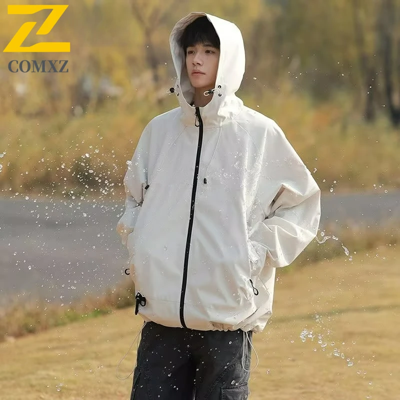

2025 New Jackets Men Autumn Leisure Hooded Hiking Waterproof Windbreaker Outdoor Camping Adventure Windproof Lightweight Coat