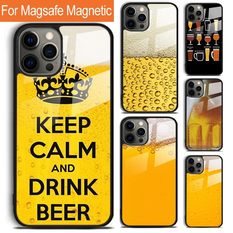 alcohol The Beer Bubble Pattern Phone Case For iPhone 16 15 14 13 12 11 Pro Max Plus Magsafe Magnetic Wireless Charging Cover